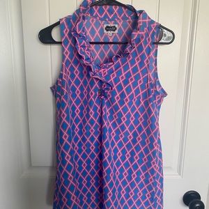 ruffle collar satin tank top